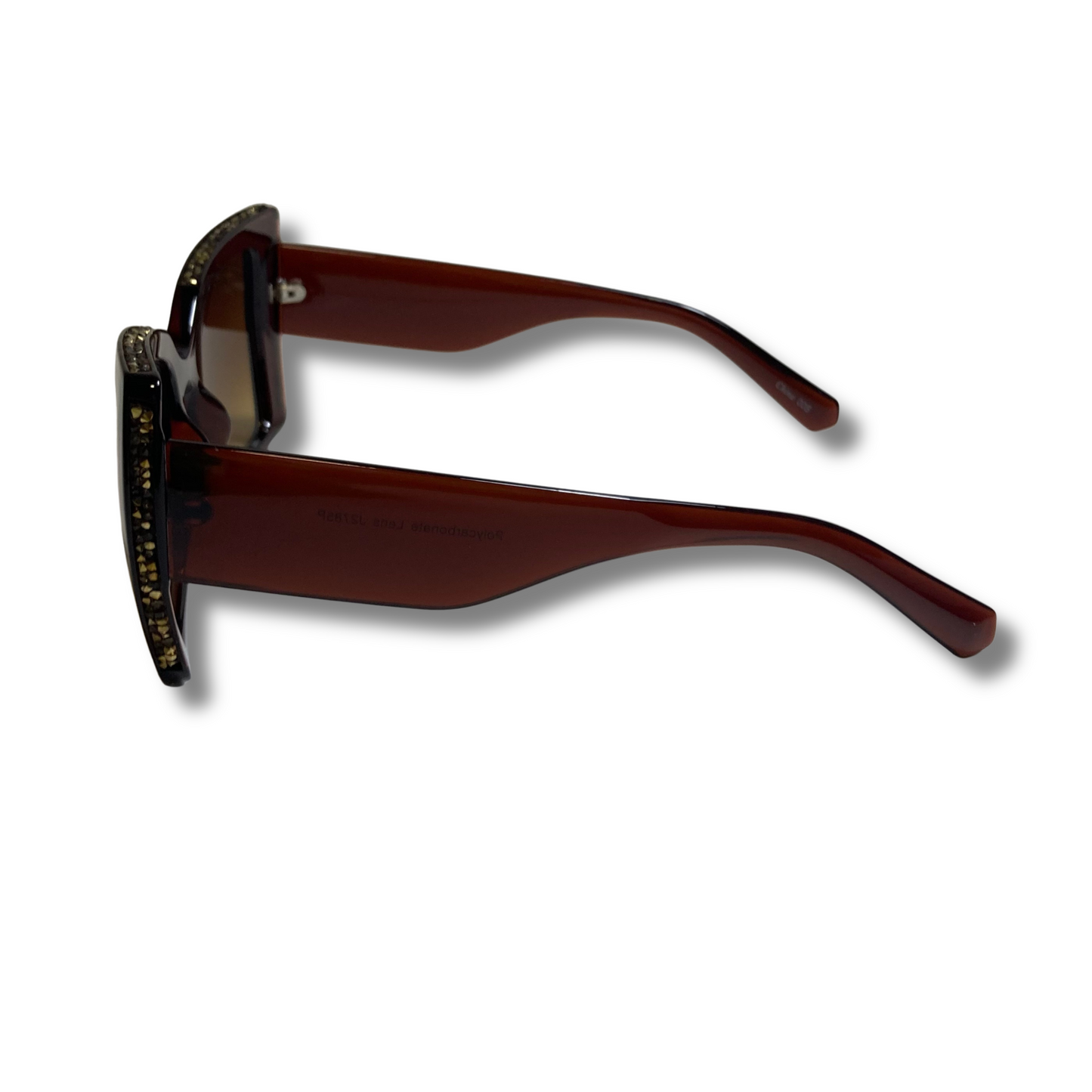 womens brown square cateye sunglasses with glitter accents
