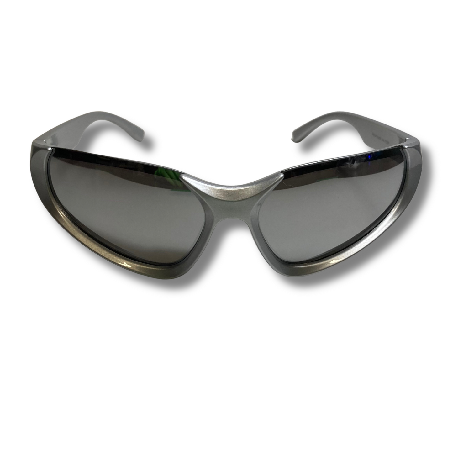 mens and womens silver mirrored futuristic wraparound sunglasses