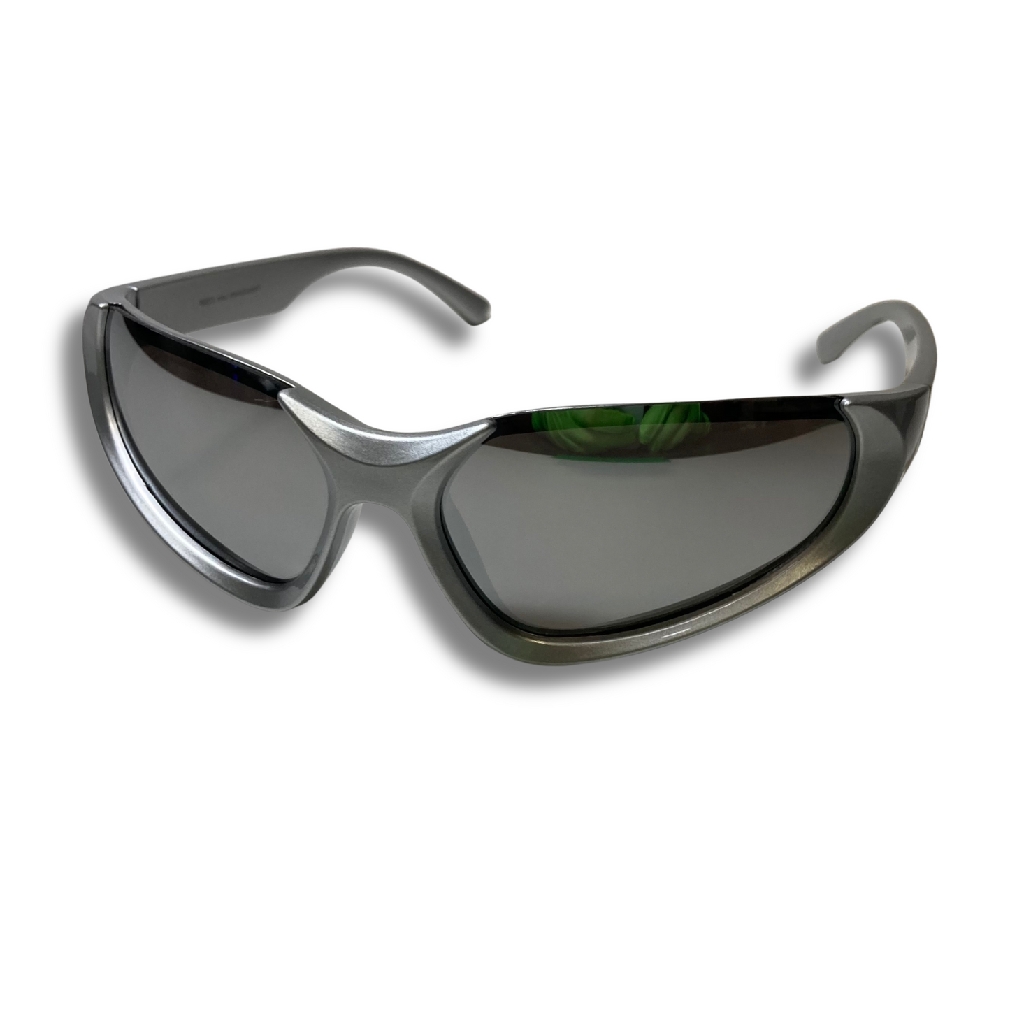 mens and womens silver mirrored futuristic wraparound sunglasses