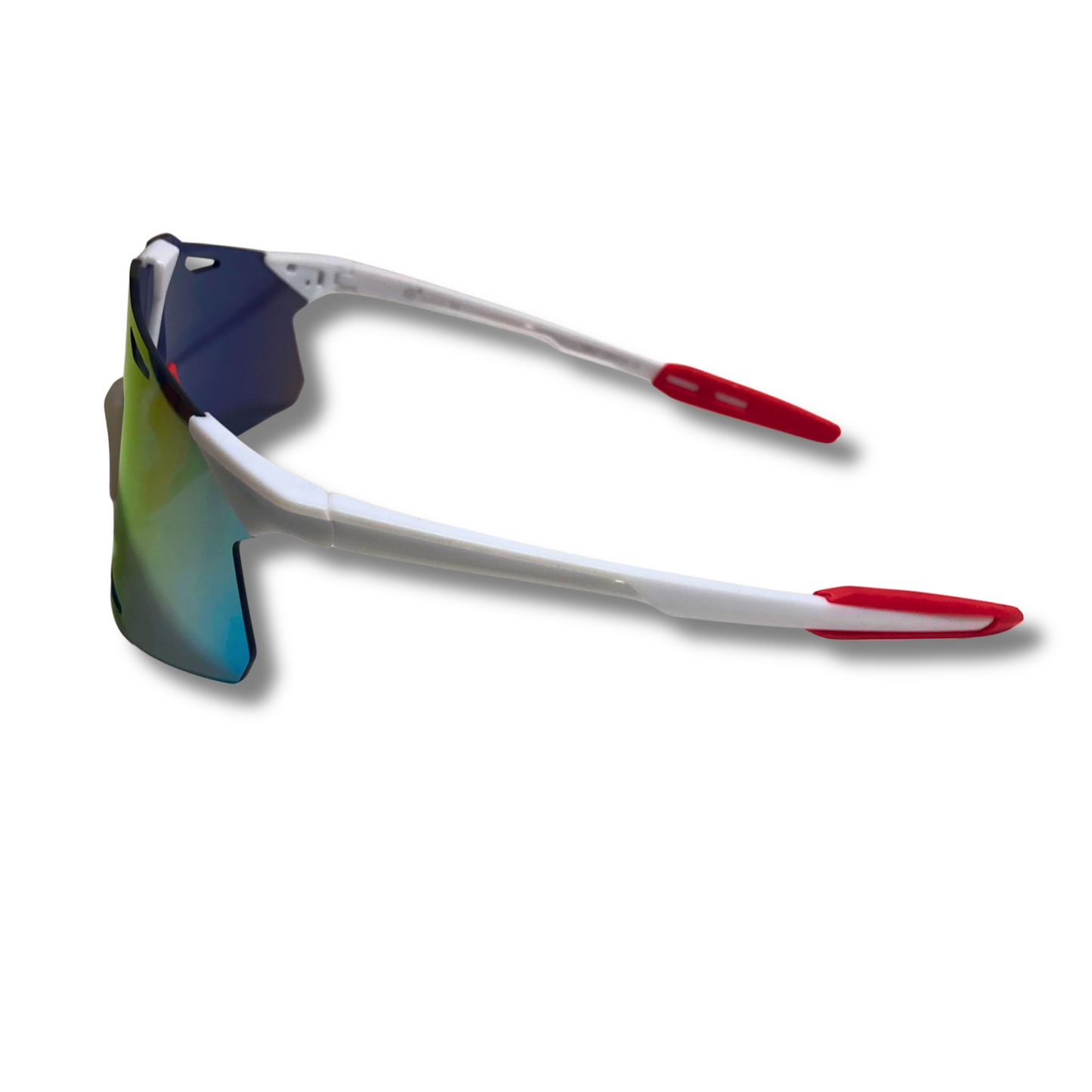 mens white and orange mirrored baseball sunglasses