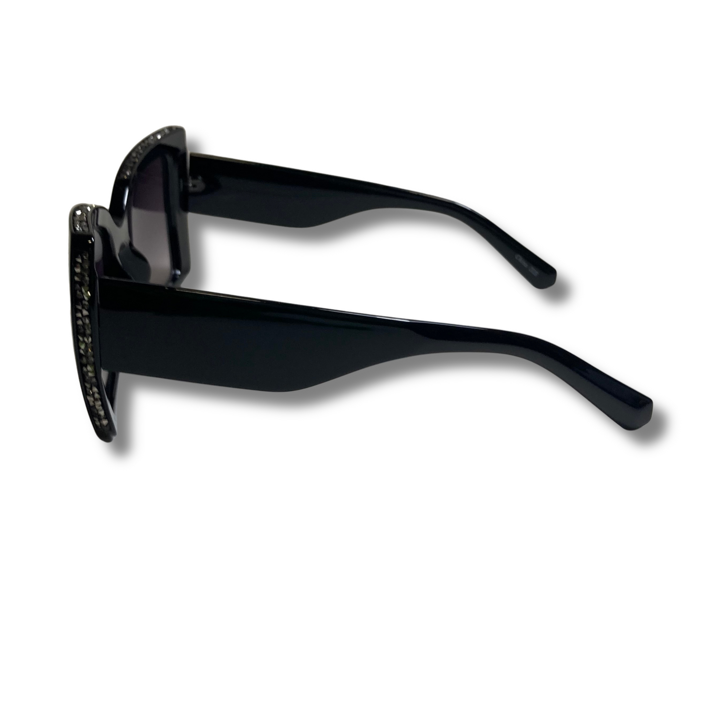 womens black square cateye sunglasses with glitter accents