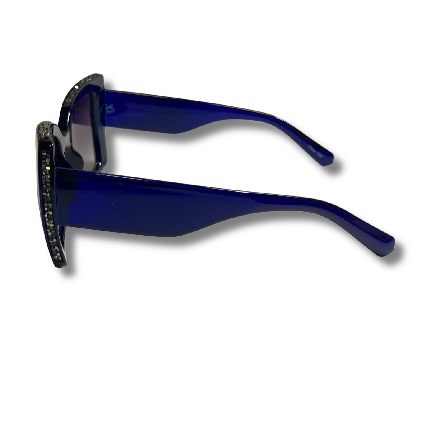 womens blue square cateye sunglasses with glitter accents