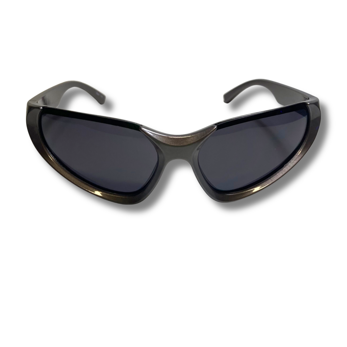 mens and womens bronze and black futuristic wraparound sunglasses