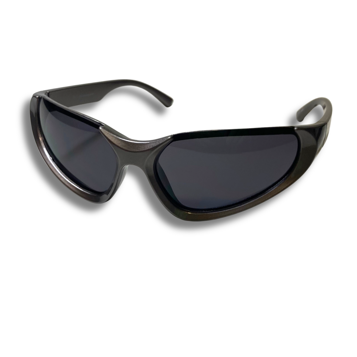 mens and womens bronze and black futuristic wraparound sunglasses
