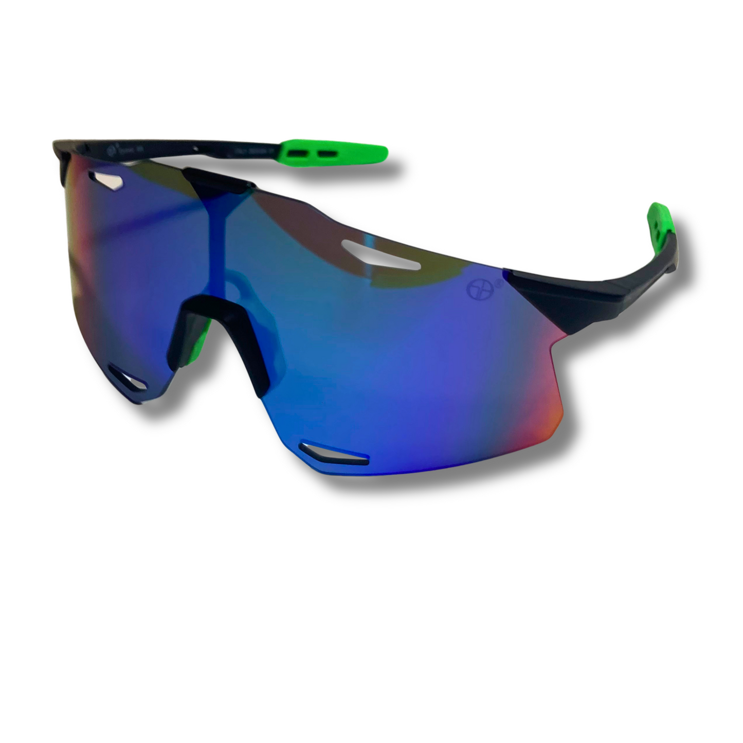 mens black and green mirrored baseball sunglasses