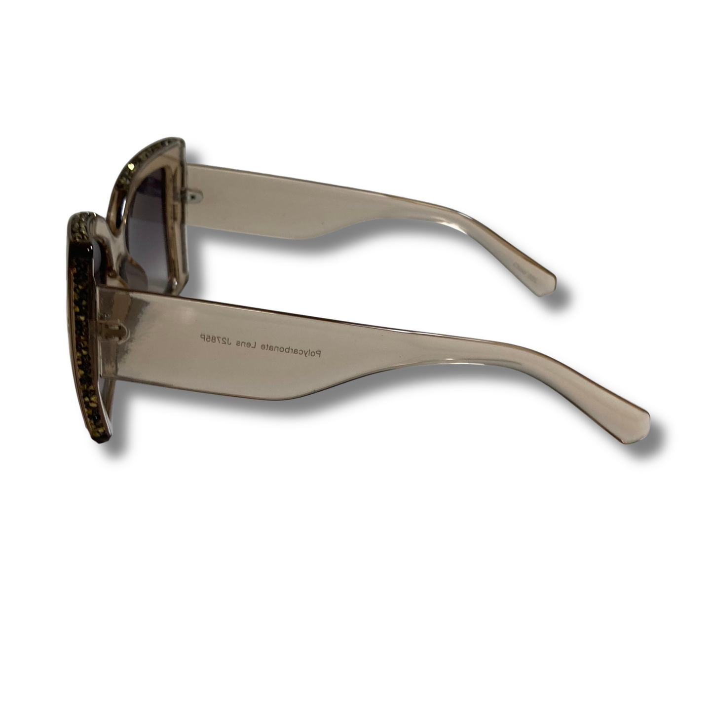 womens tan and gray square cateye sunglasses with glitter accents