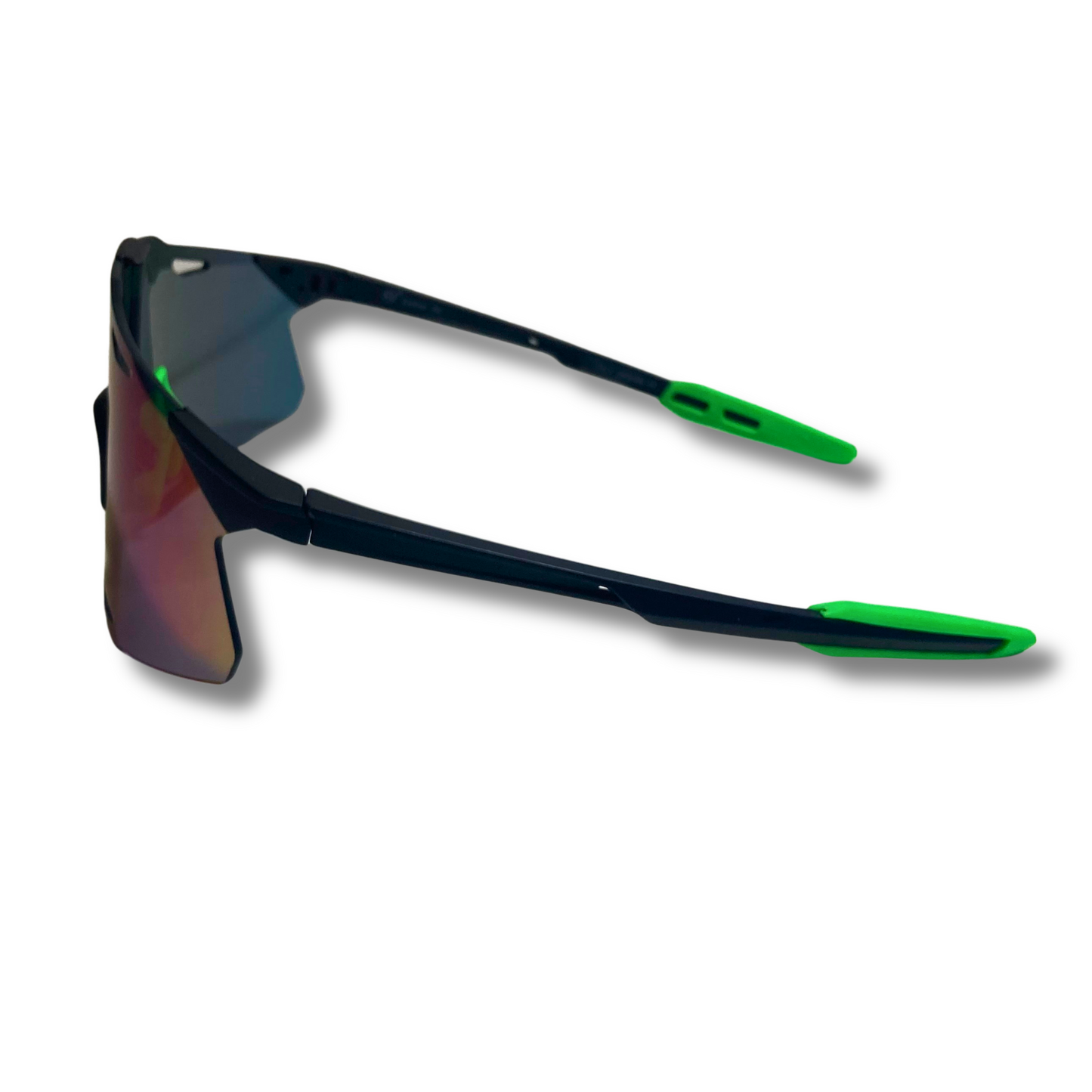 mens black and green mirrored baseball sunglasses