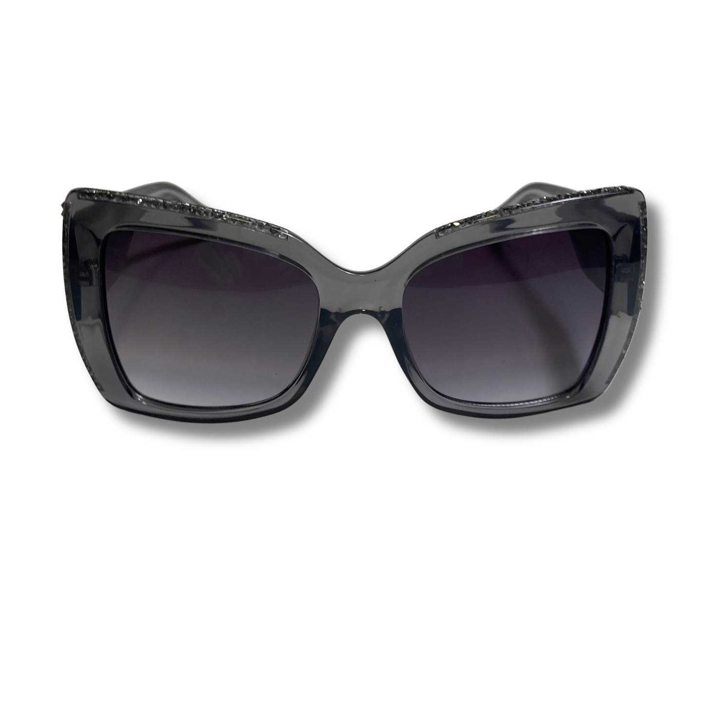 womens gray square cateye sunglasses with glitter accents