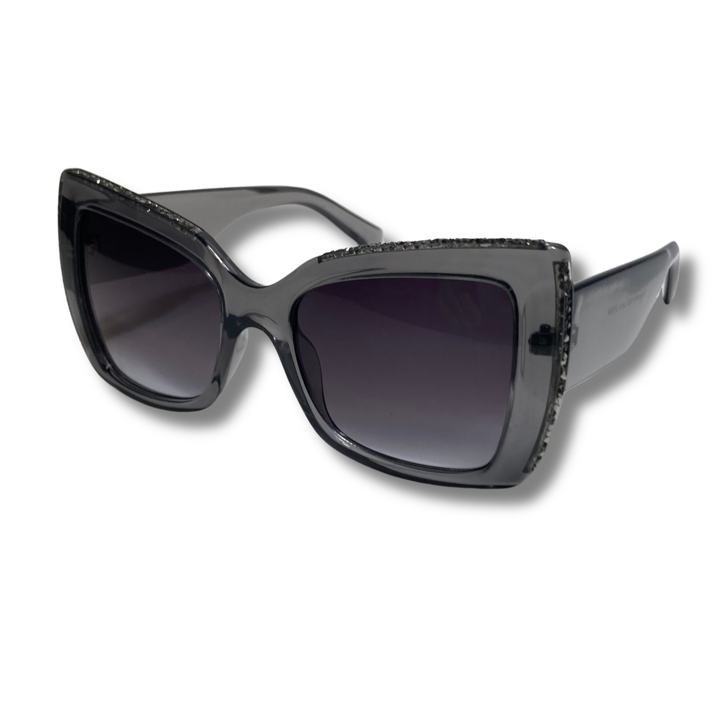 womens gray square cateye sunglasses with glitter accents