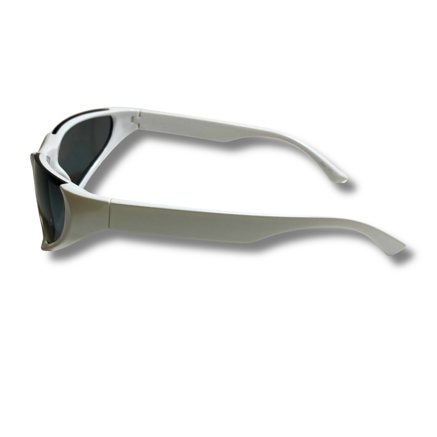 mens and womens white and black futuristic wraparound sunglasses
