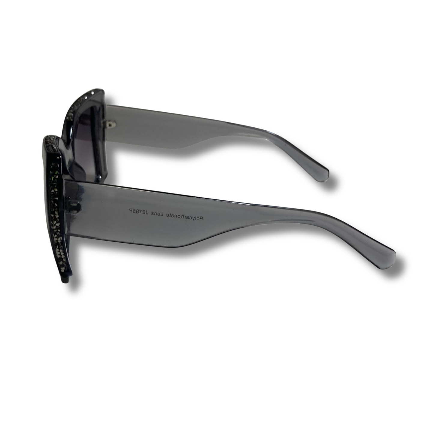 womens gray square cateye sunglasses with glitter accents