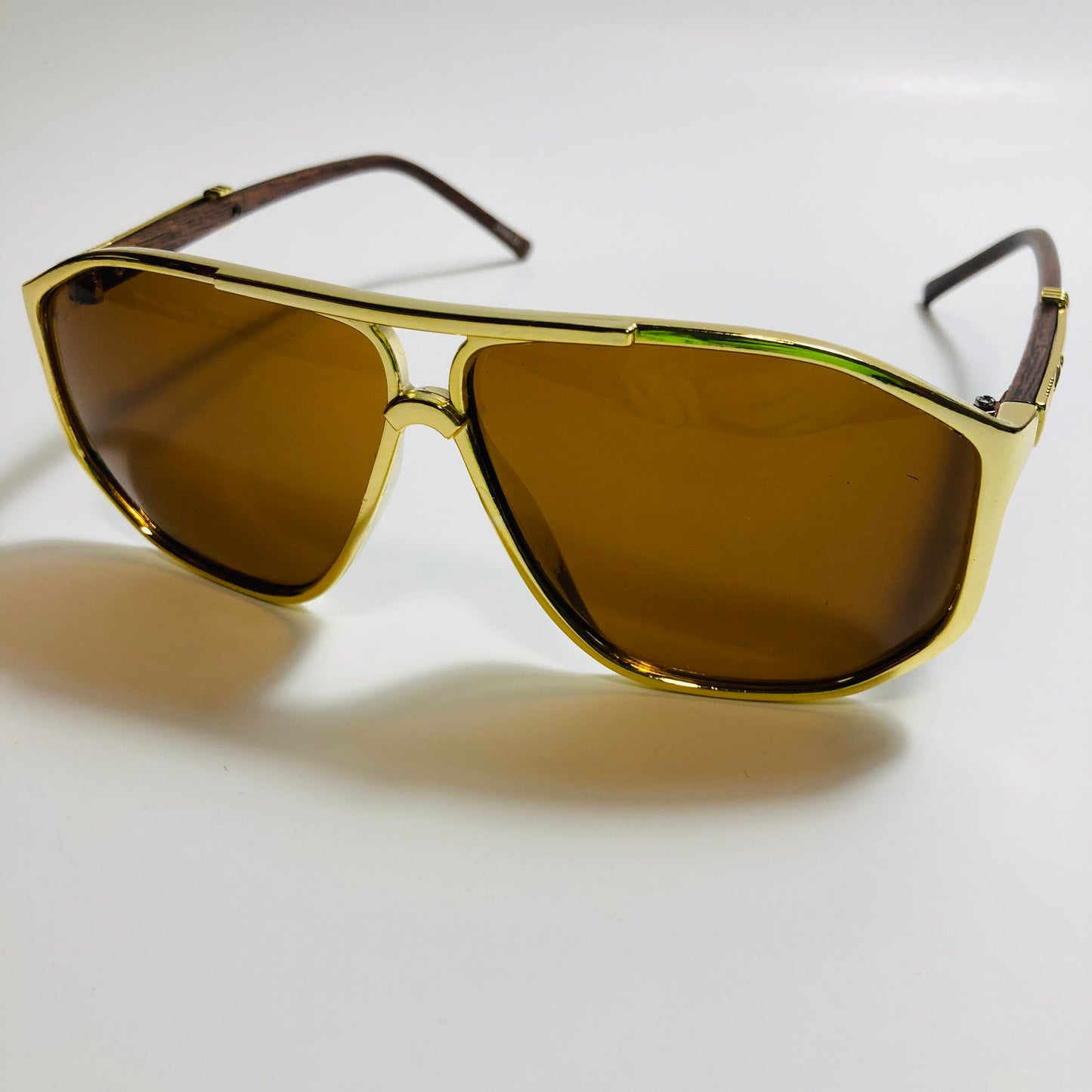 mens gold and brown aviator sunglasses