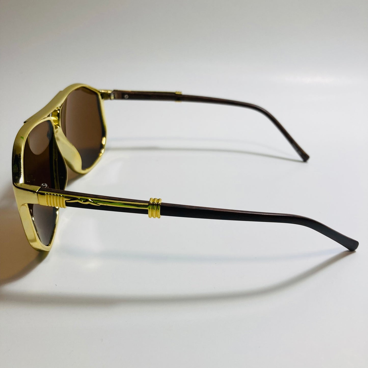 mens gold and brown aviator sunglasses