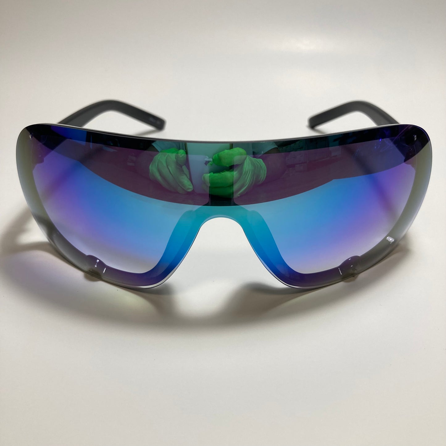 mens and womens blue mirrored shield sunglasses