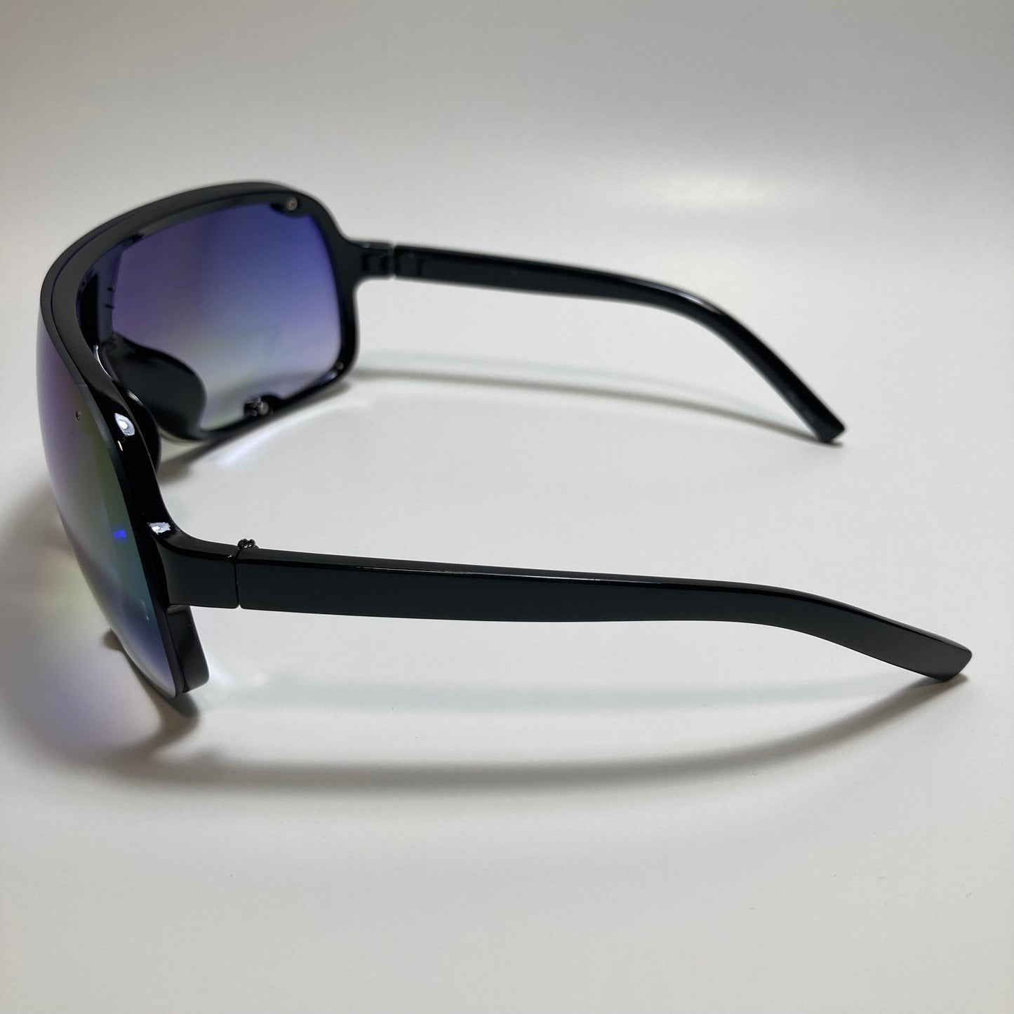 mens and womens blue mirrored shield sunglasses