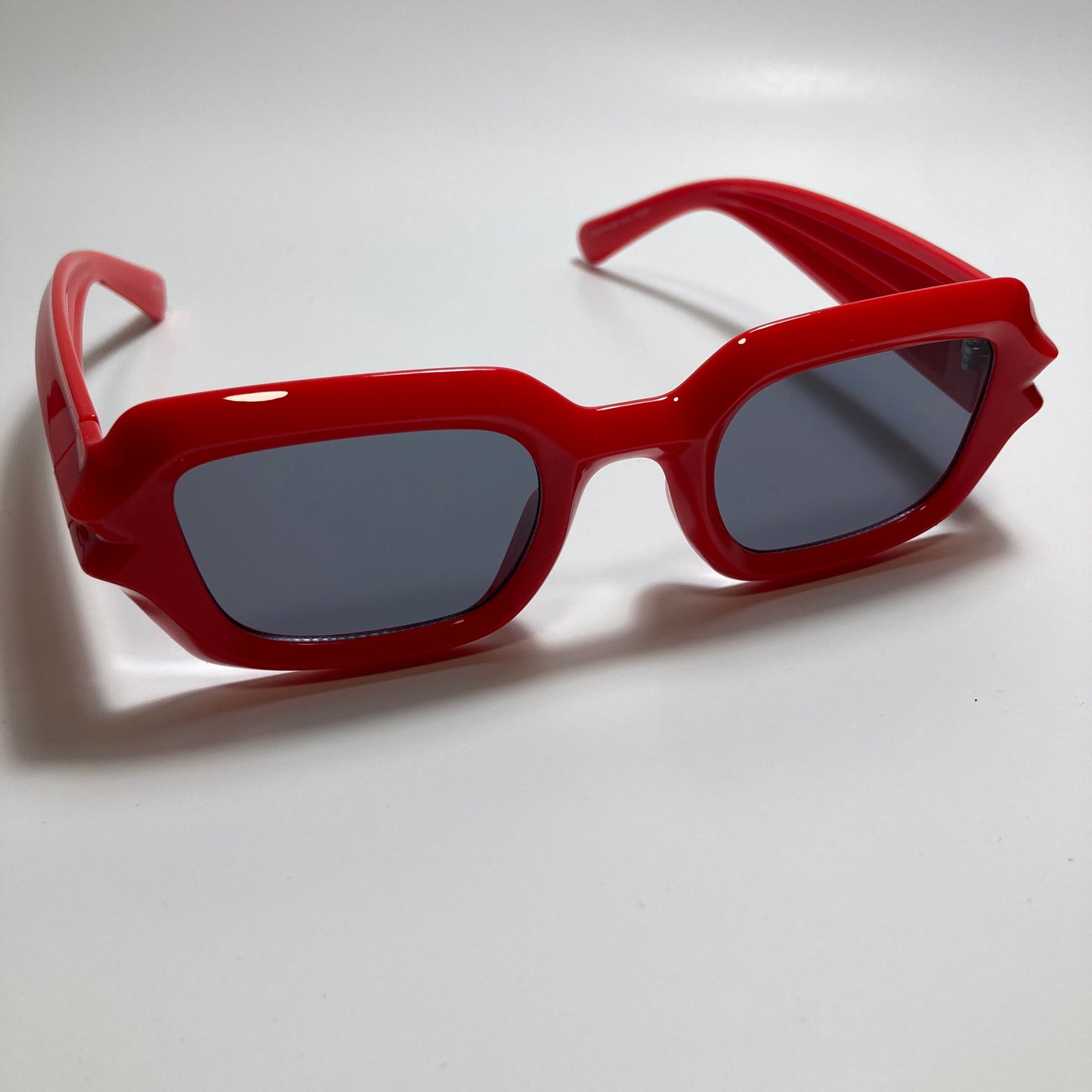 womens black and red chunky frame sunglasses