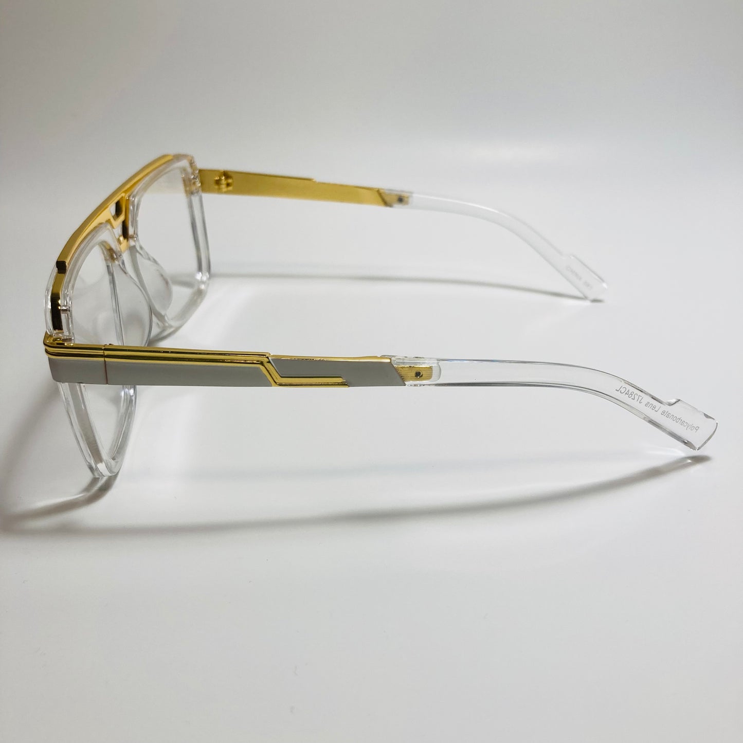 mens and womens clear and gold gazelle glasses