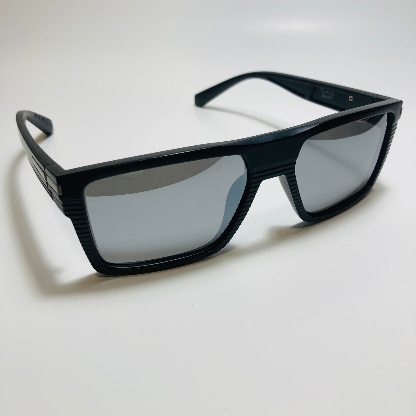mens black and mirrored silver square polarized sunglasses