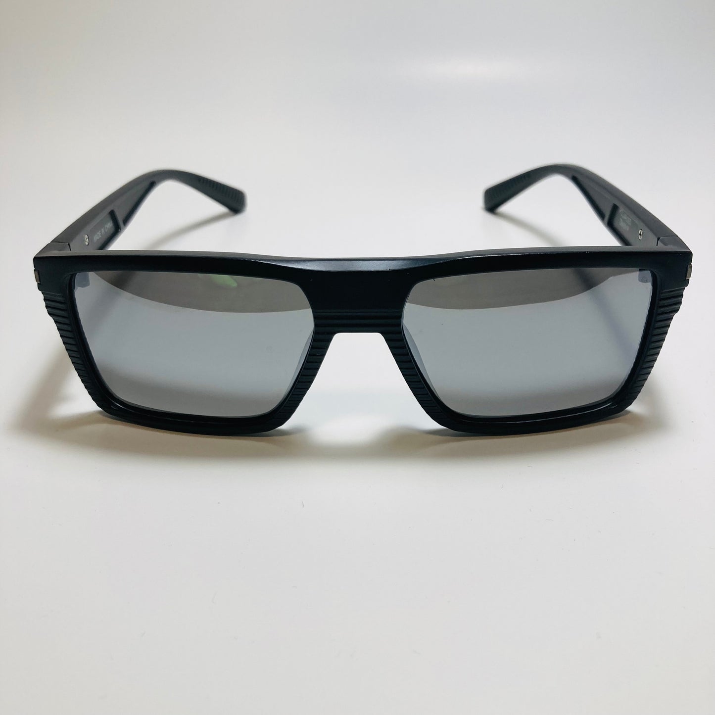 mens black and mirrored silver square polarized sunglasses