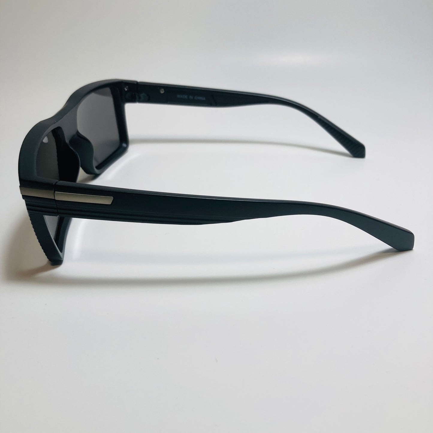 mens black and mirrored silver square polarized sunglasses