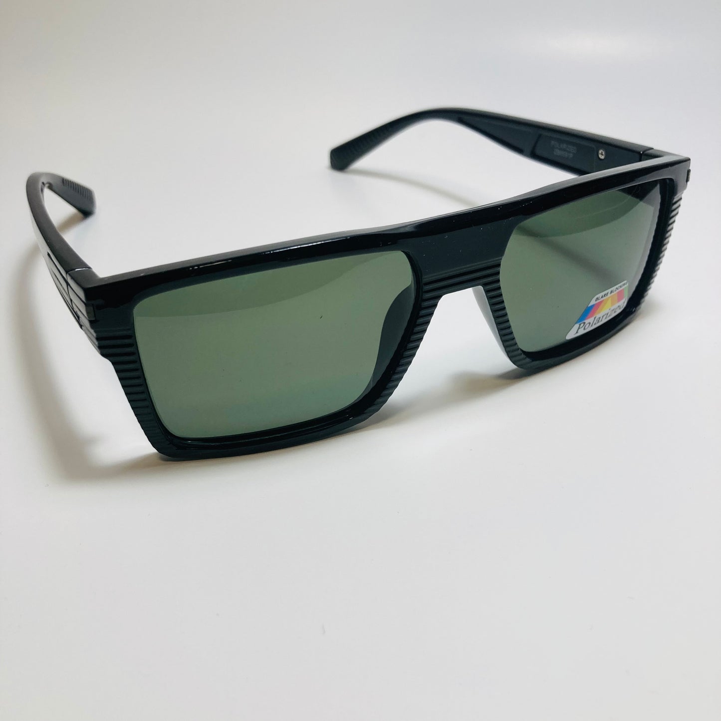 mens black and green square polarized sunglasses