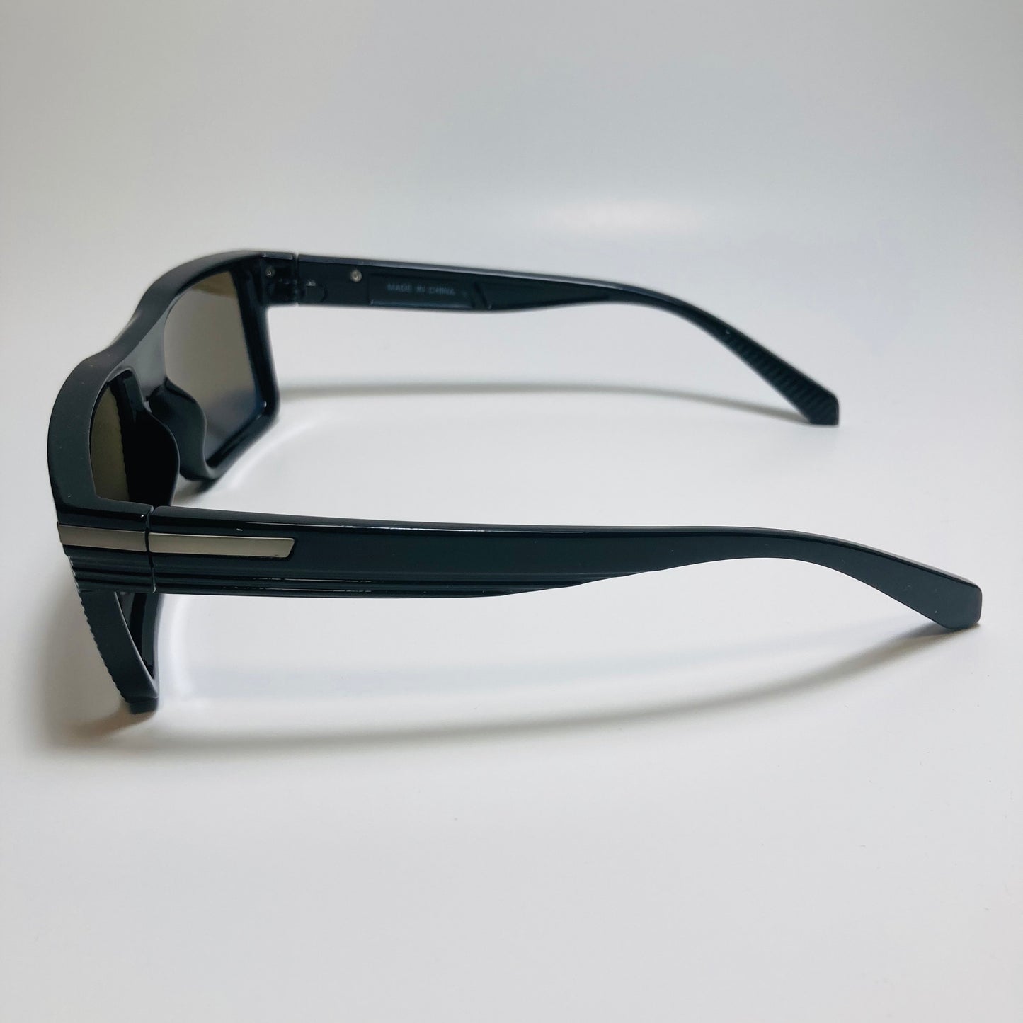 mens black and mirrored blue square polarized sunglasses