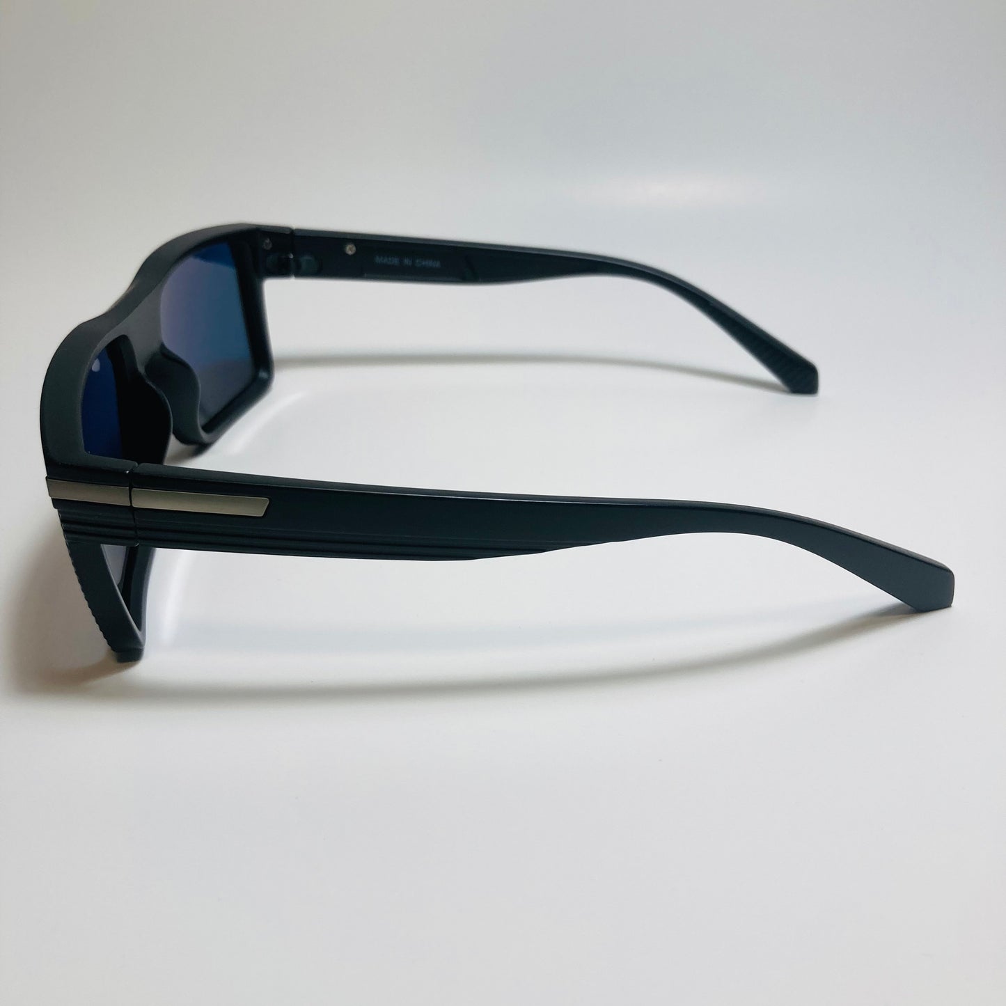 mens black and mirrored orange square polarized sunglasses