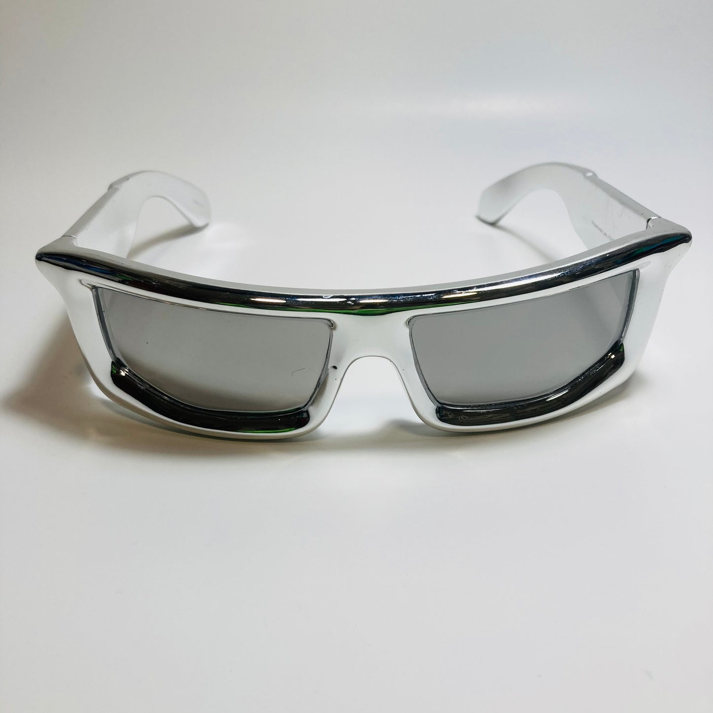 mens and womens futuristic sunglasses silver and mirrored silver