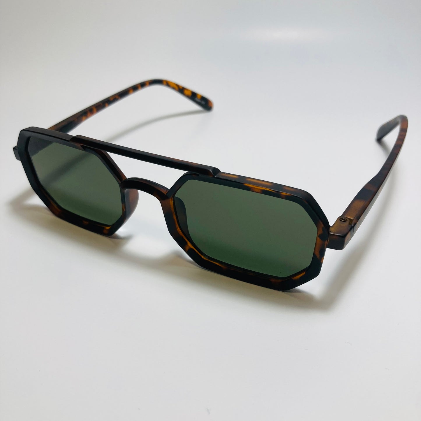 mens and womens brown and green small aviator sunglasses