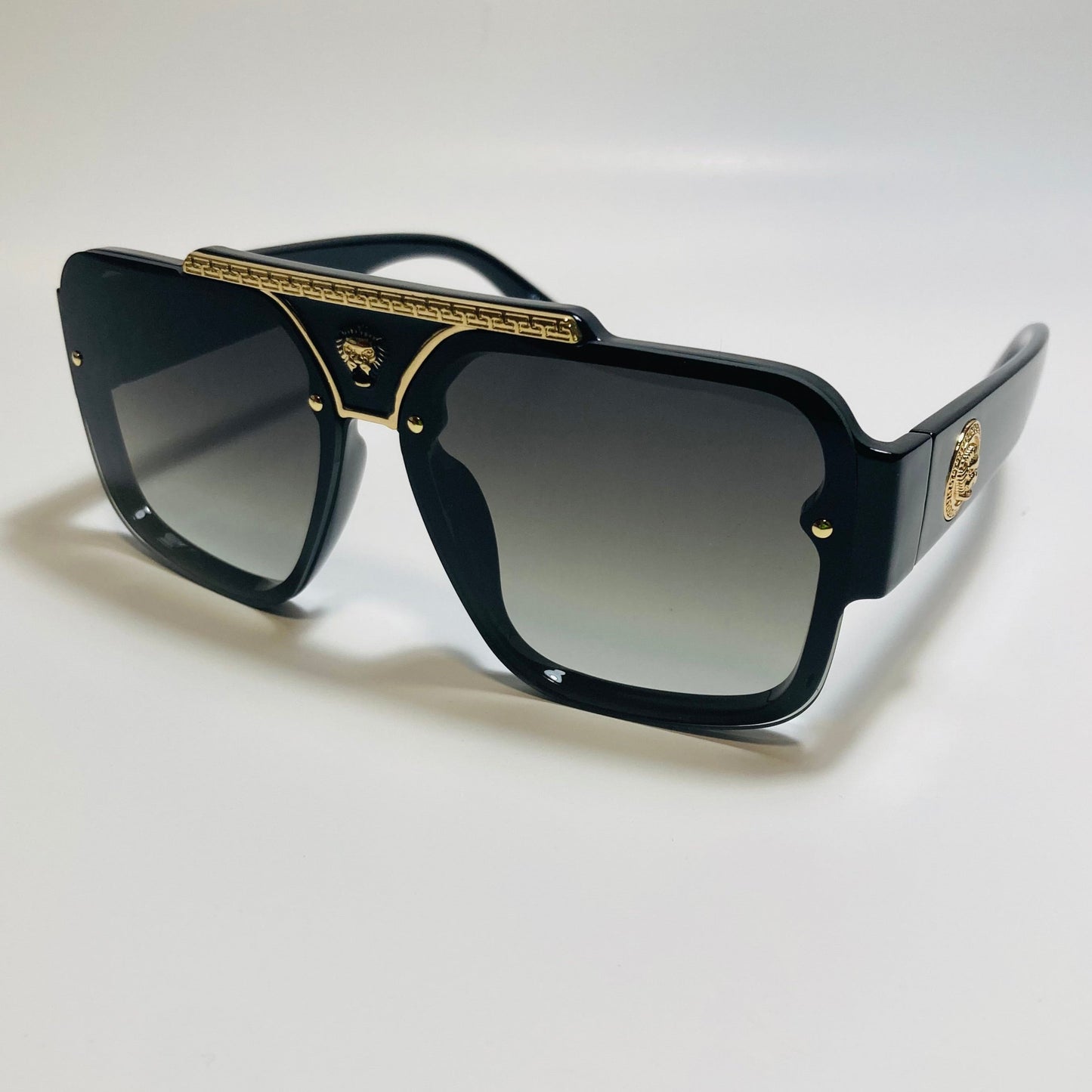 mens and womens black green and gold aviator italian sunglasses