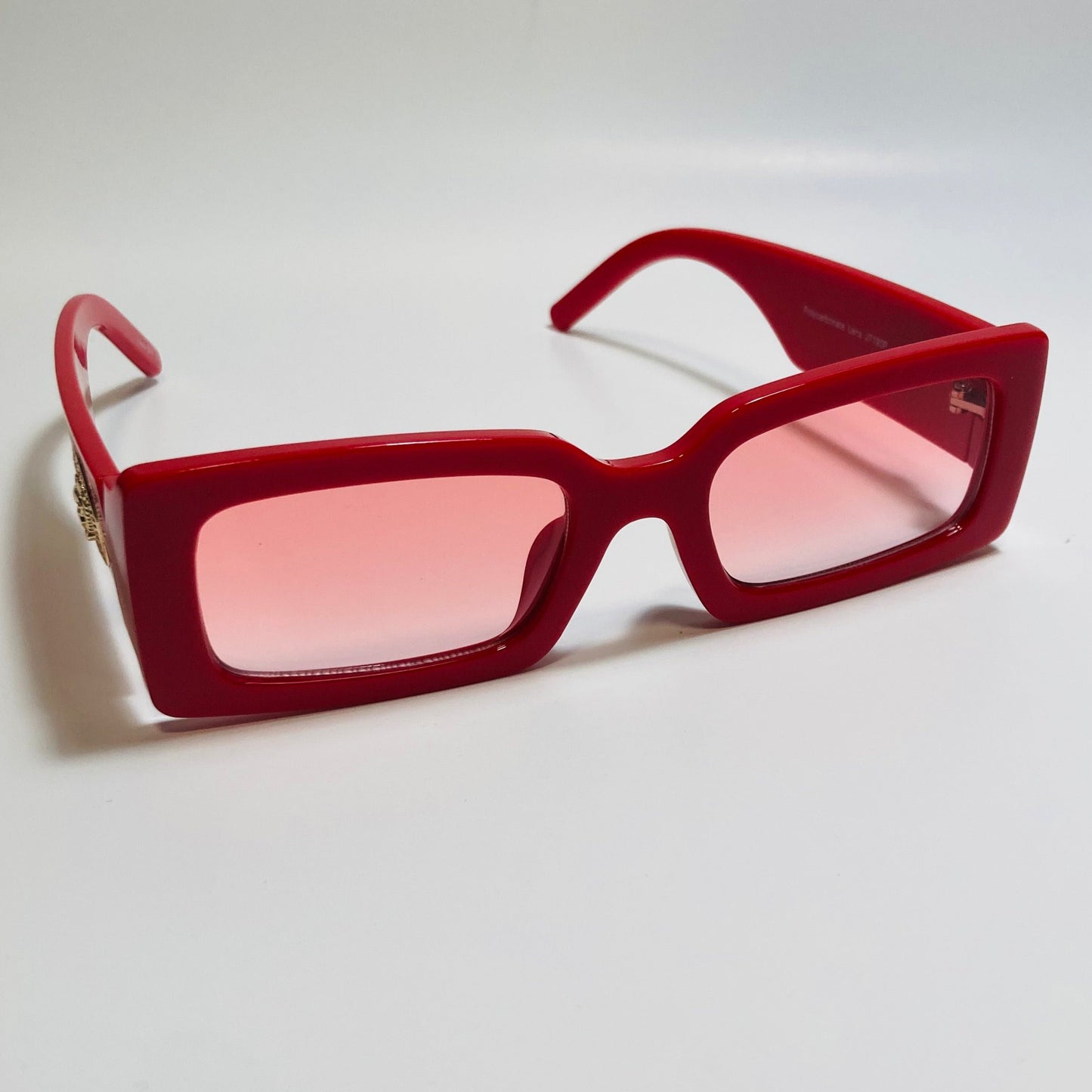 mens and womens red rectangle sunglasses