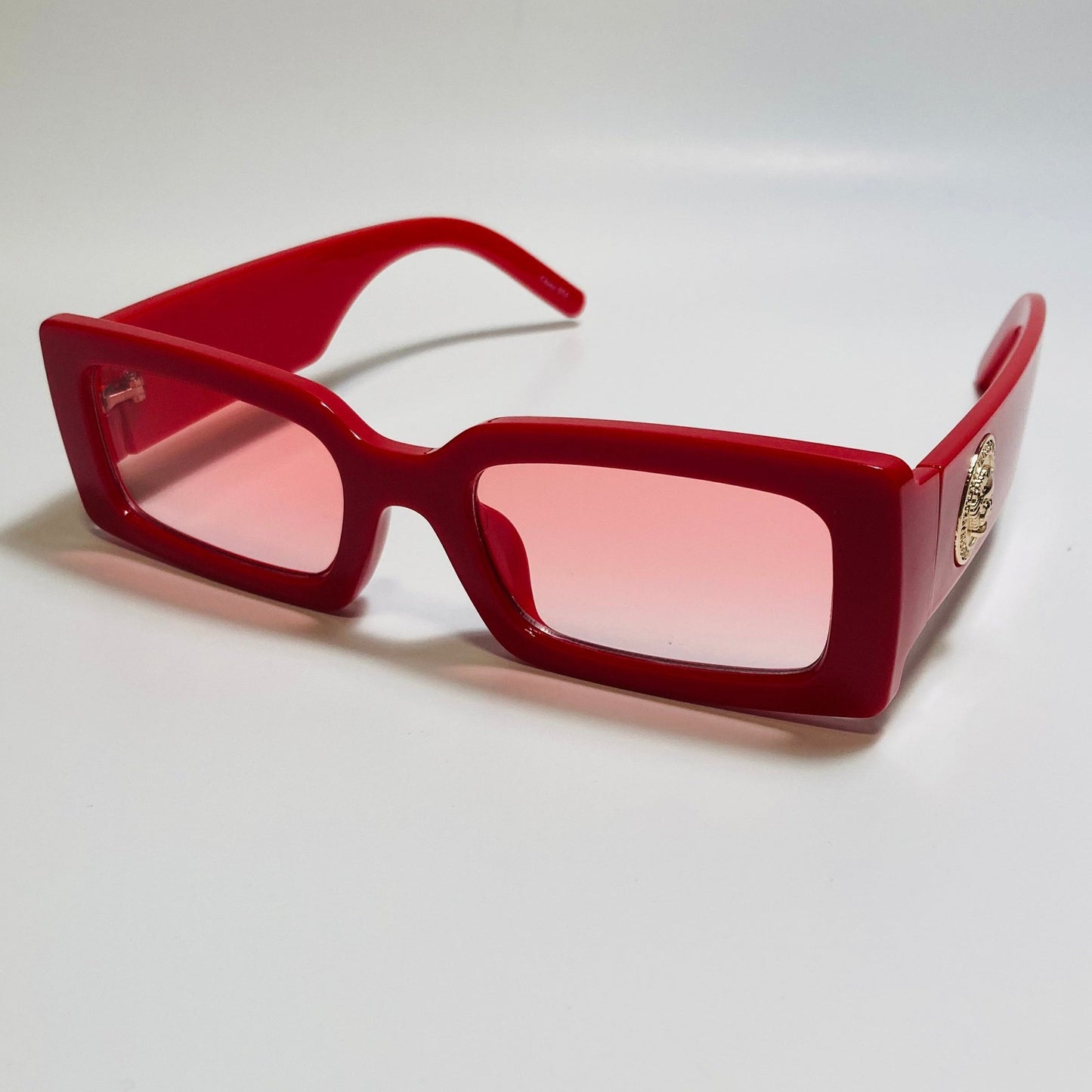 mens and womens red rectangle sunglasses