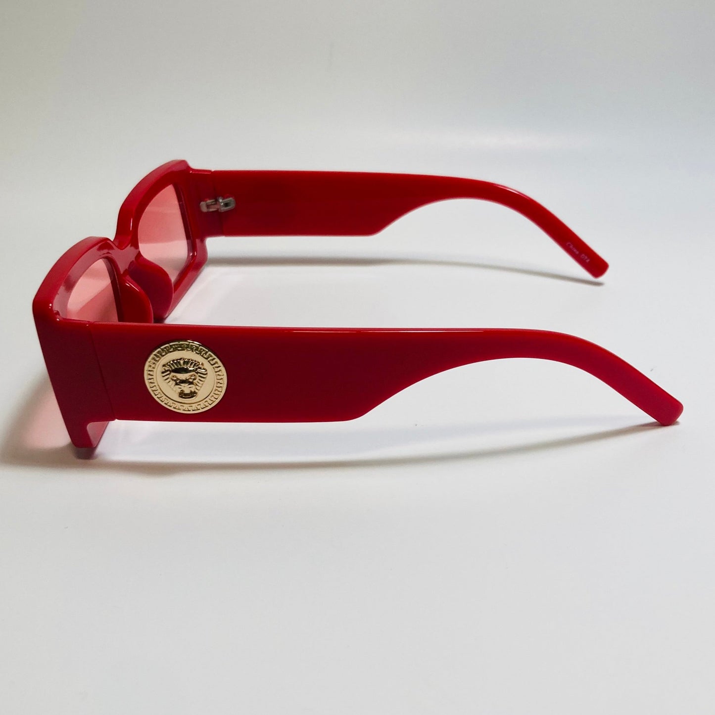 mens and womens red rectangle sunglasses