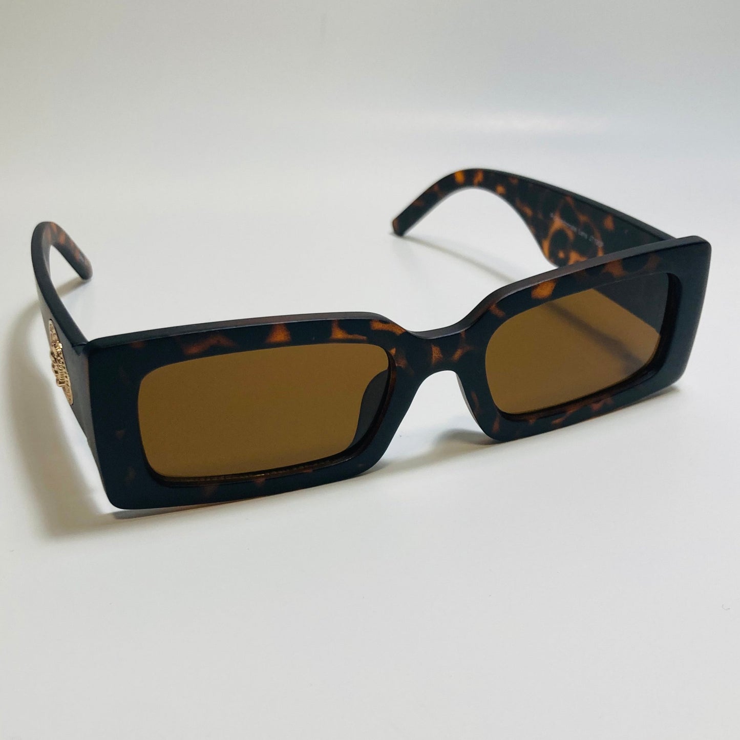 mens and womens brown rectangle sunglasses