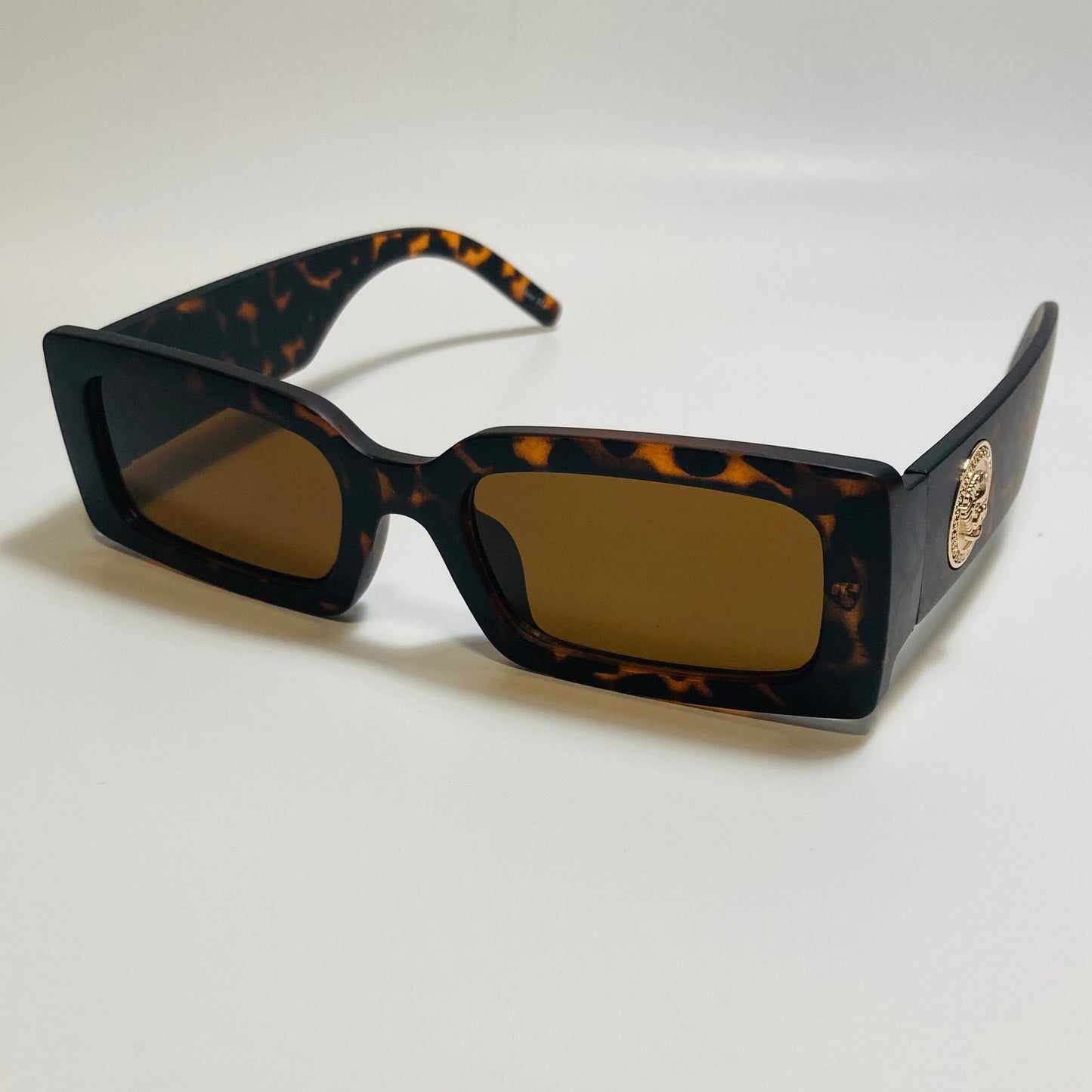mens and womens brown rectangle sunglasses