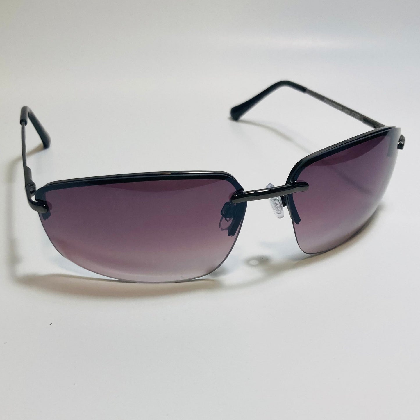 mens and womens black half rim wrap 2000s sunglasses