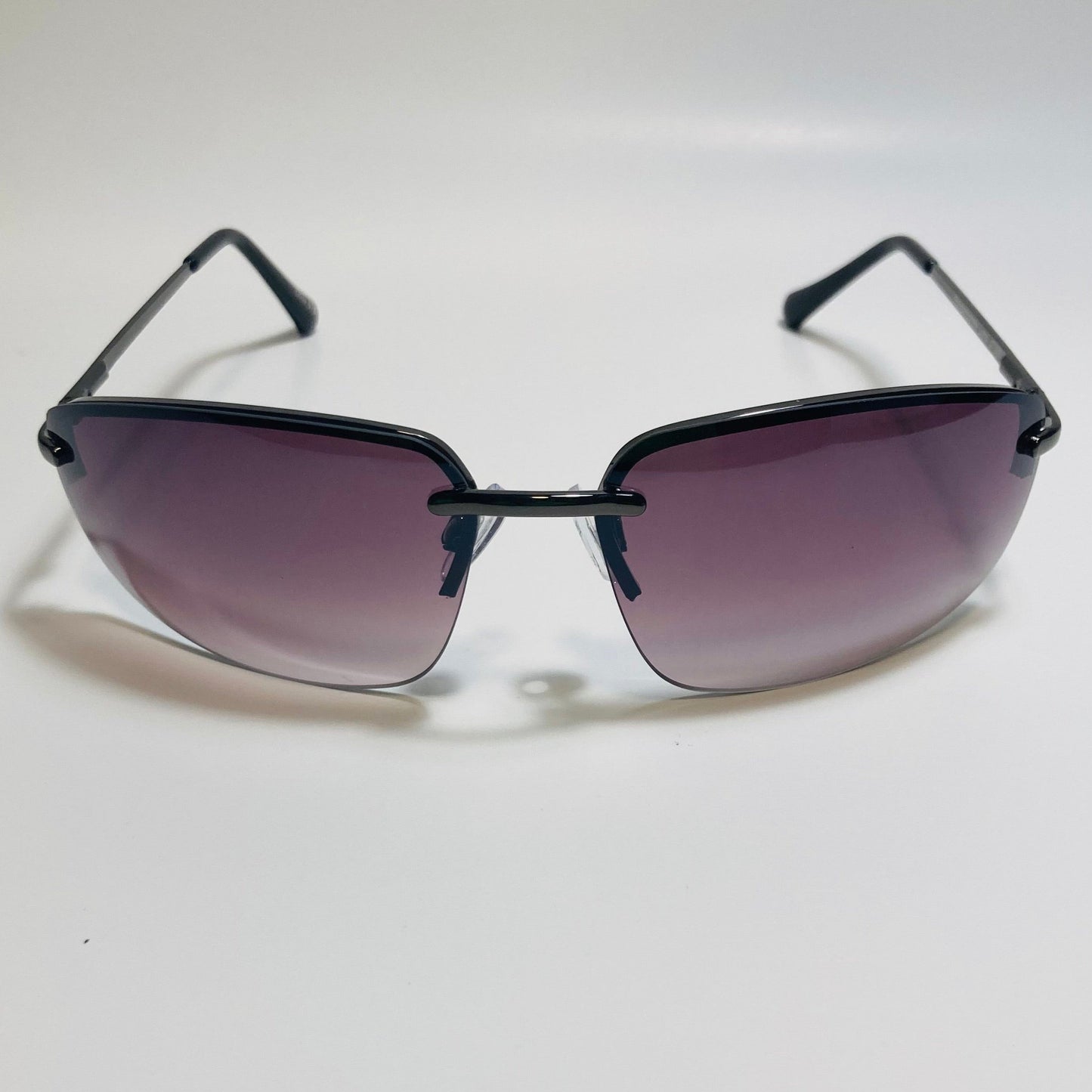 mens and womens black half rim wrap 2000s sunglasses
