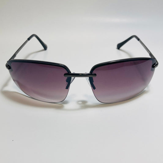 mens and womens black half rim wrap 2000s sunglasses