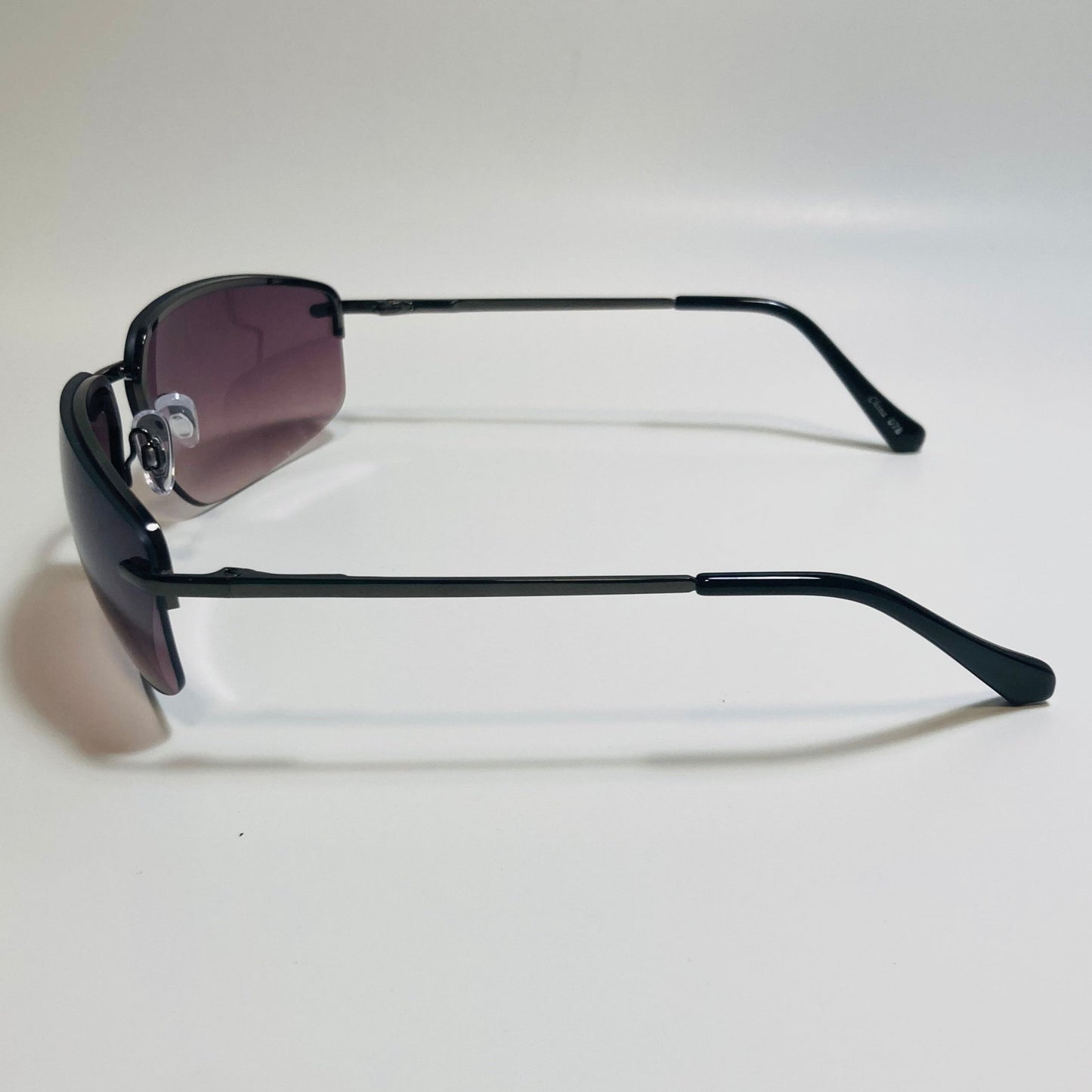 mens and womens black half rim wrap 2000s sunglasses