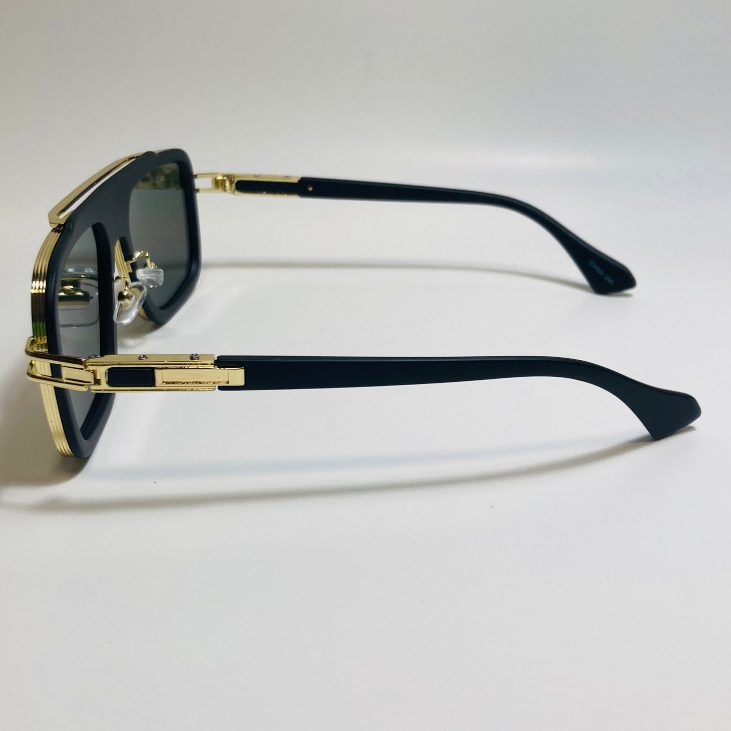 mens black green and gold aviator sunglasses