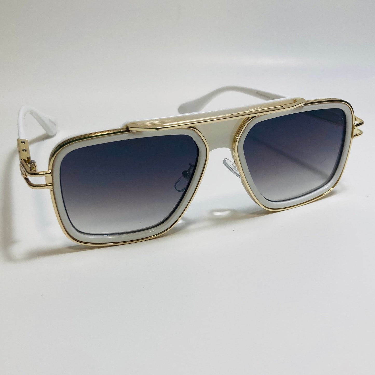 mens white black and gold aviator sunglasses