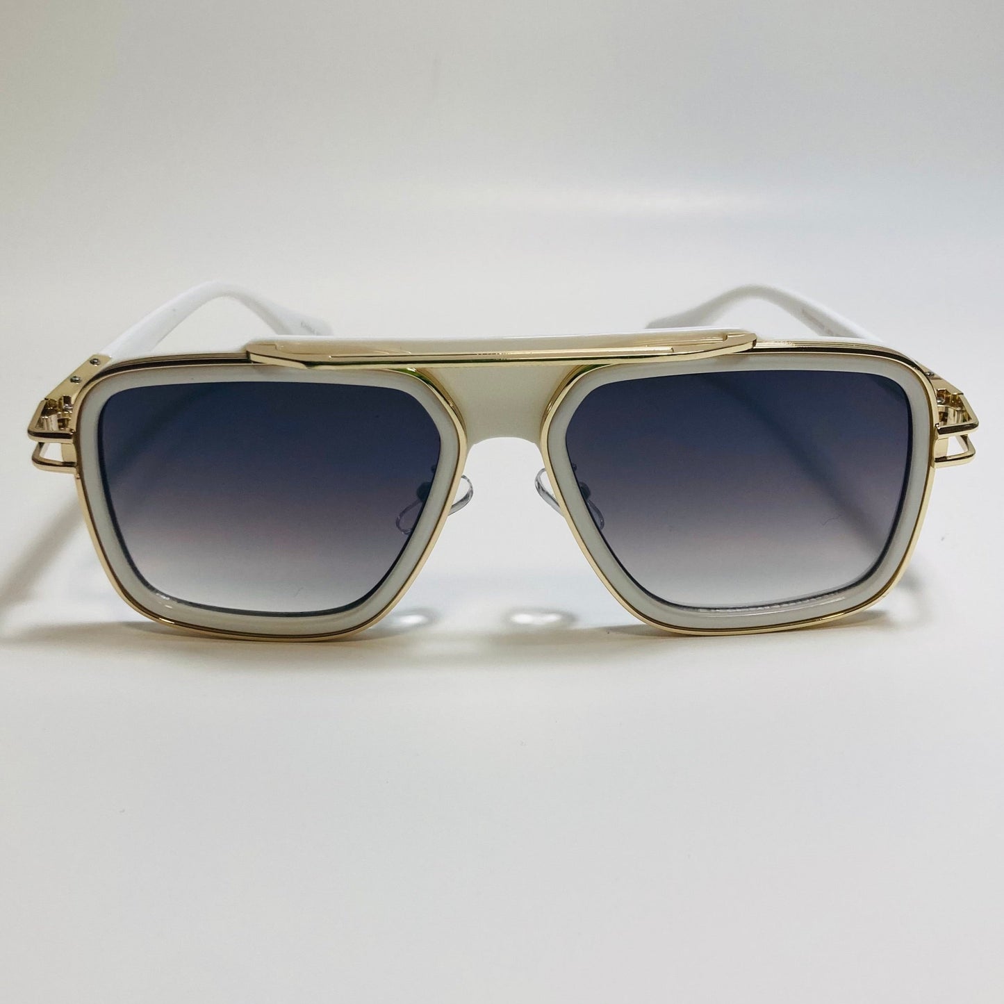 mens white black and gold aviator sunglasses