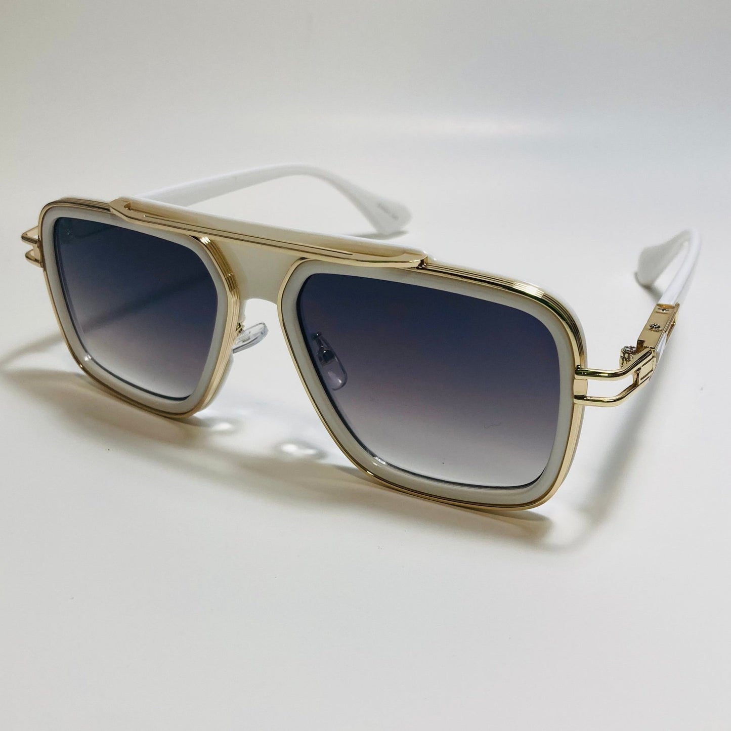 mens white black and gold aviator sunglasses