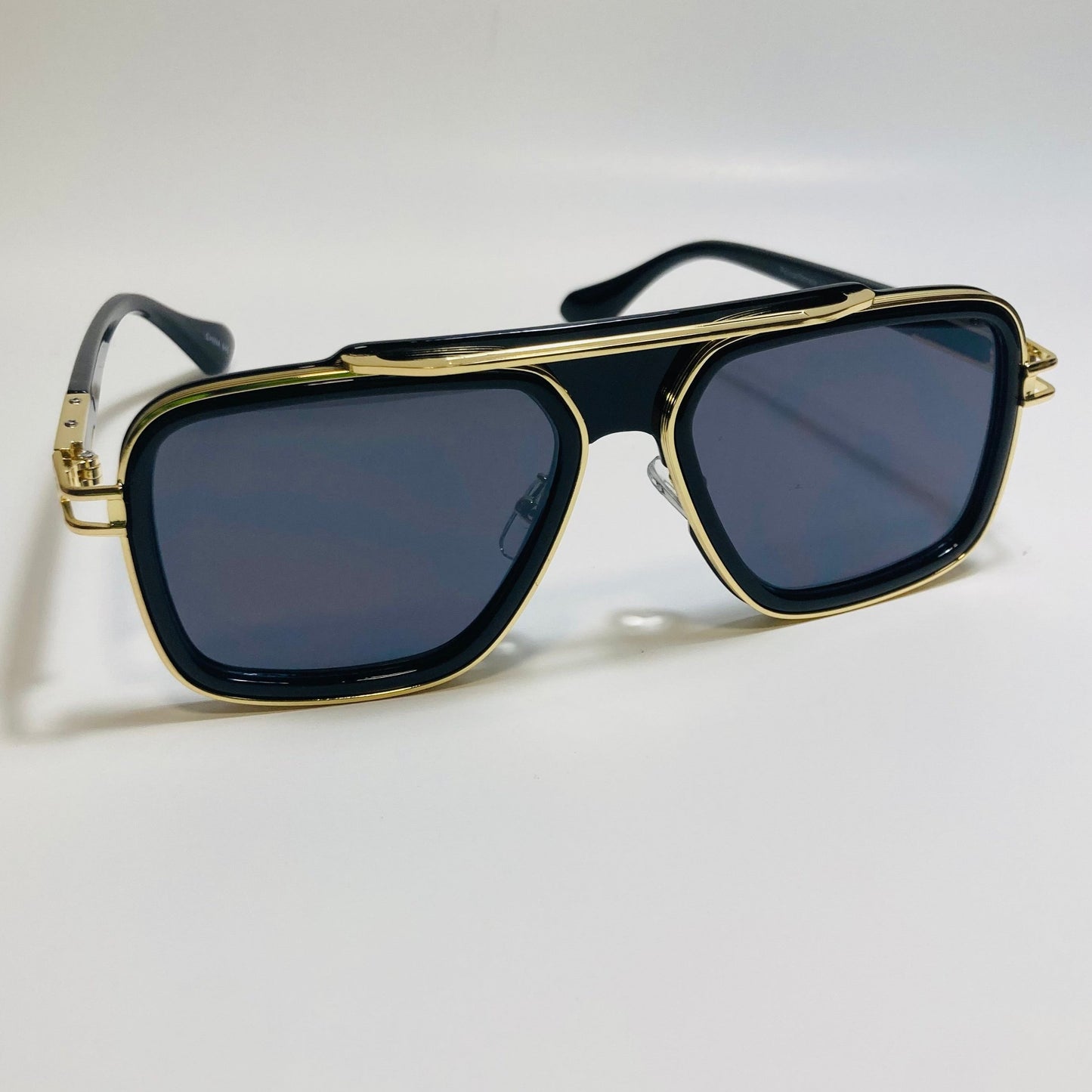 mens black and gold aviator sunglasses