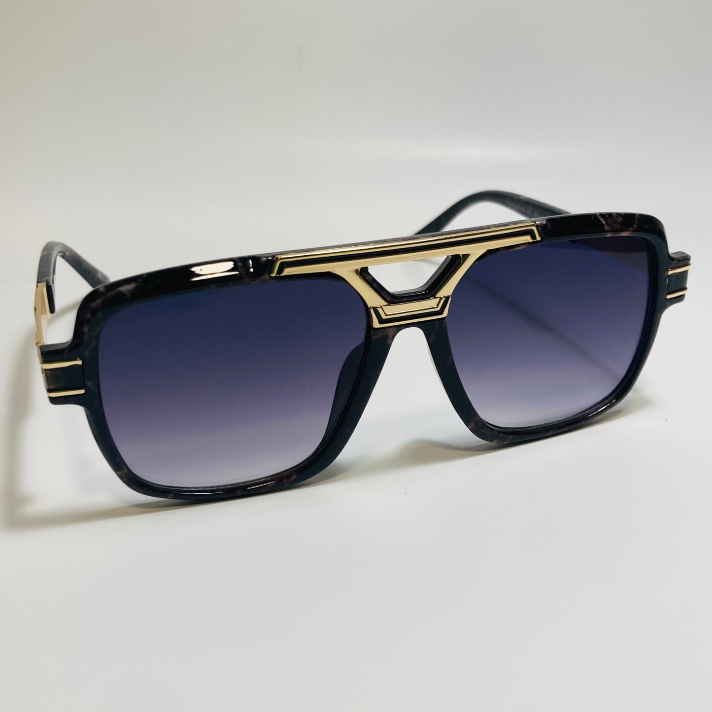 mens black and gold square gazelle sunglasses
