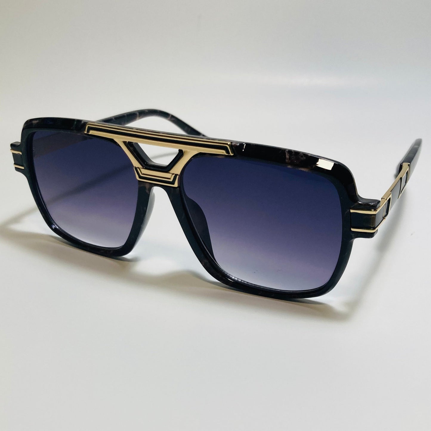 mens black and gold square gazelle sunglasses
