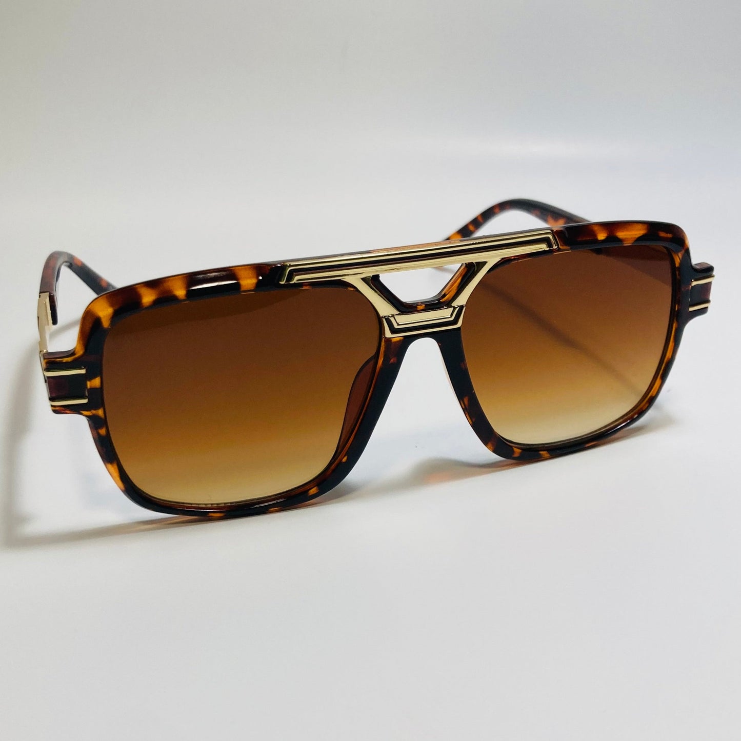 mens brown and gold square gazelle sunglasses