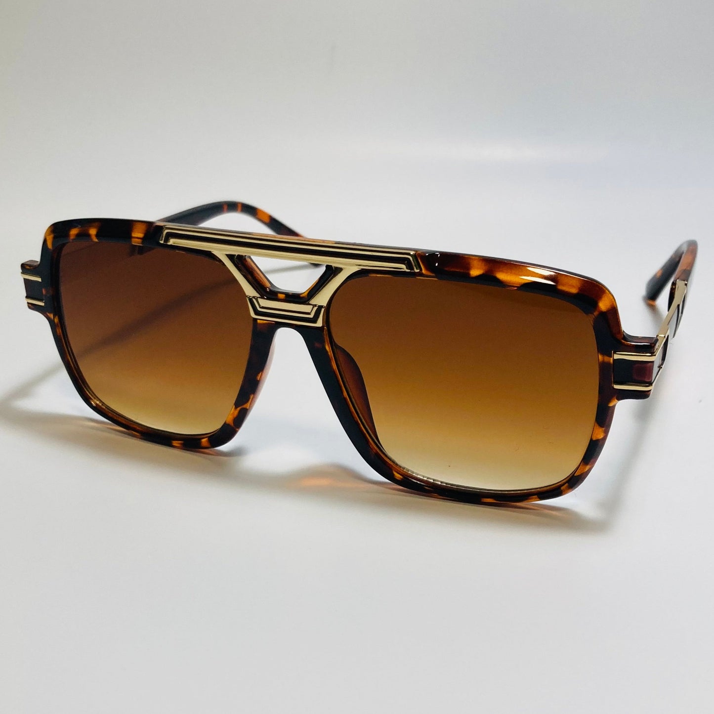 mens brown and gold square gazelle sunglasses