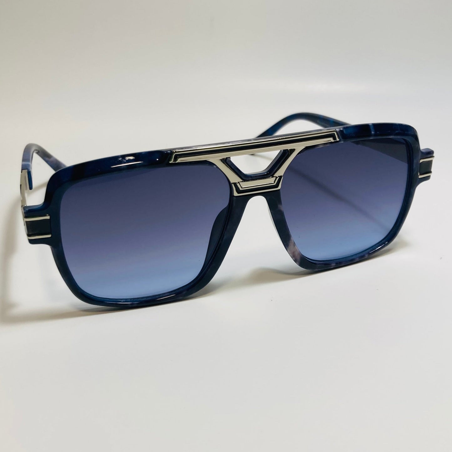 mens blue and silver square gazelle sunglasses