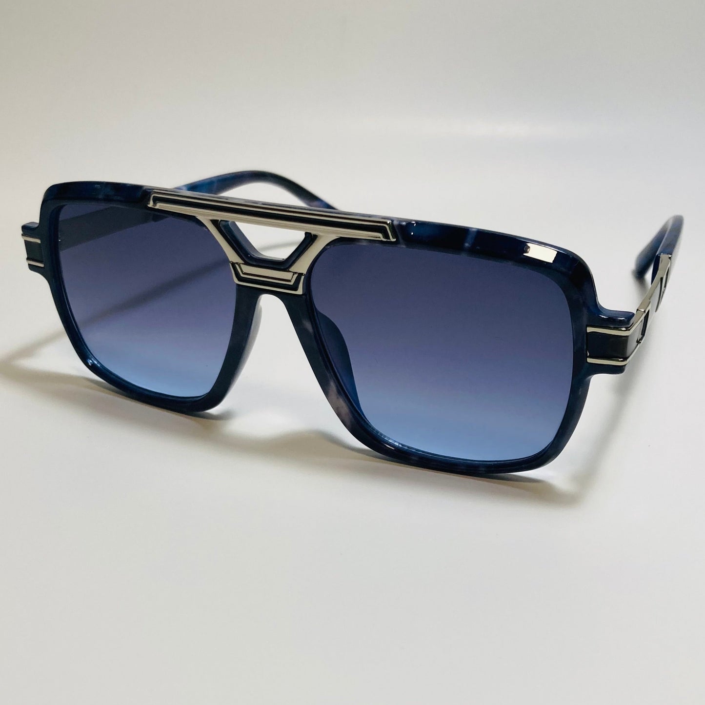 mens blue and silver square gazelle sunglasses